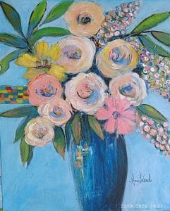 Anne Letouche Bouquet vase bleu