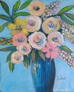 Anne Letouche Bouquet vase bleu